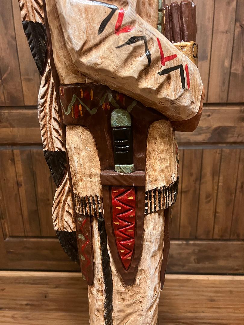 Frank Gallagher 6 Ft Cigar Store Indian Chief Carved Wooden Statue