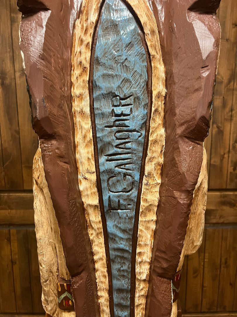 Frank Gallagher 6 Ft Cigar Store Indian Chief Carved Wooden Statue