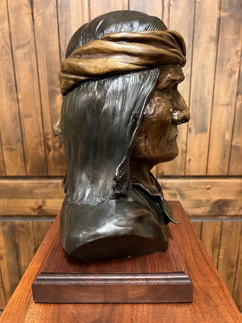 Geronimo Apache Bronze Bust with Pedestal 1988 by sculptor Joseph 2 of 25 made