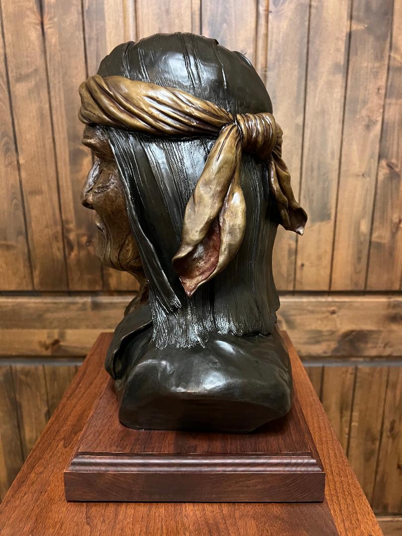 Geronimo Apache Bronze Bust with Pedestal 1988 by sculptor Joseph 2 of 25 made