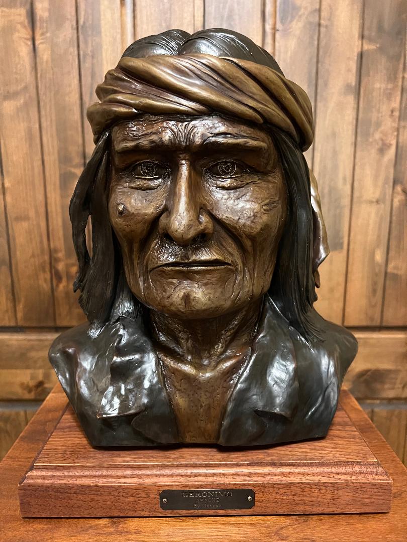 Geronimo Apache Bronze Bust with Pedestal 1988 by sculptor Joseph 2 of 25 made