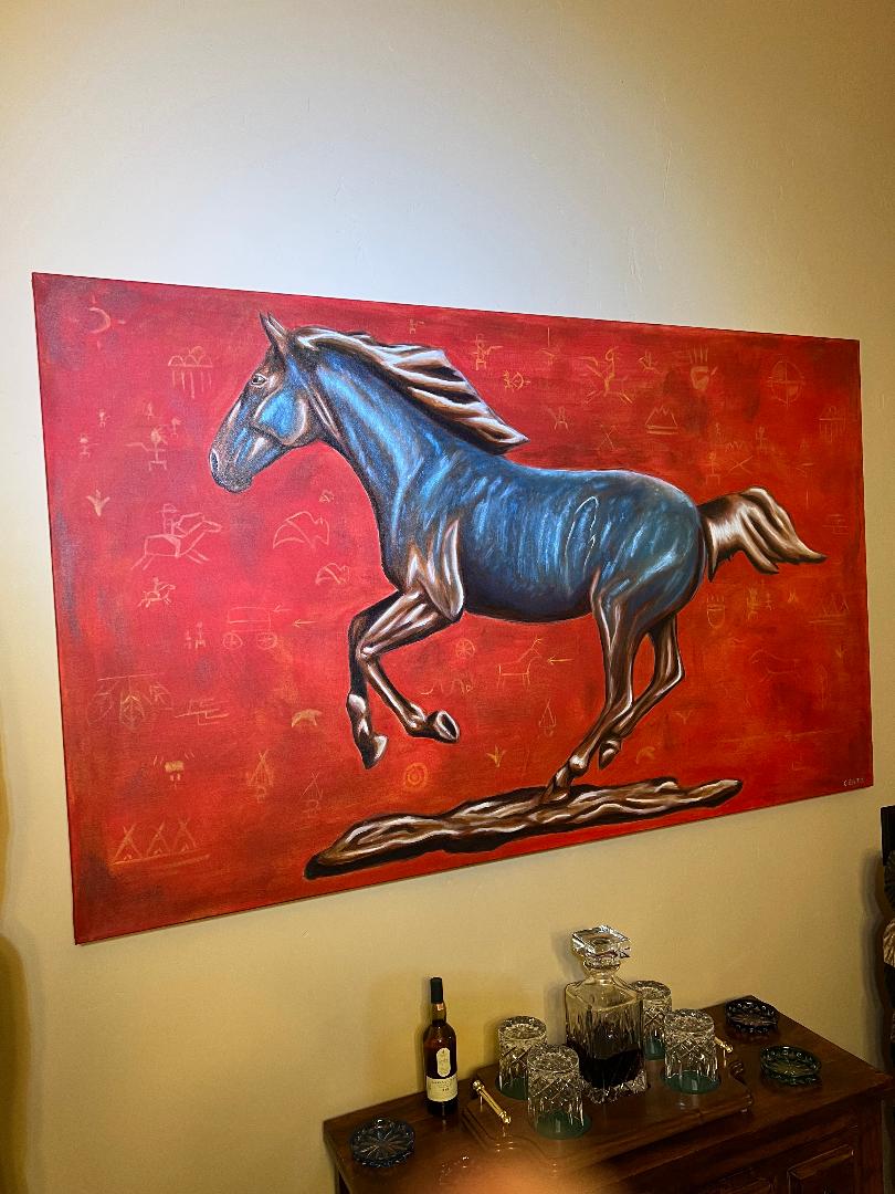 Bronze Horse 36" x 60" Oil on Canvas Painting by Julian Centofante