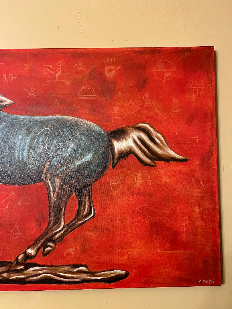 Bronze Horse 36" x 60" Oil on Canvas Painting by Julian Centofante