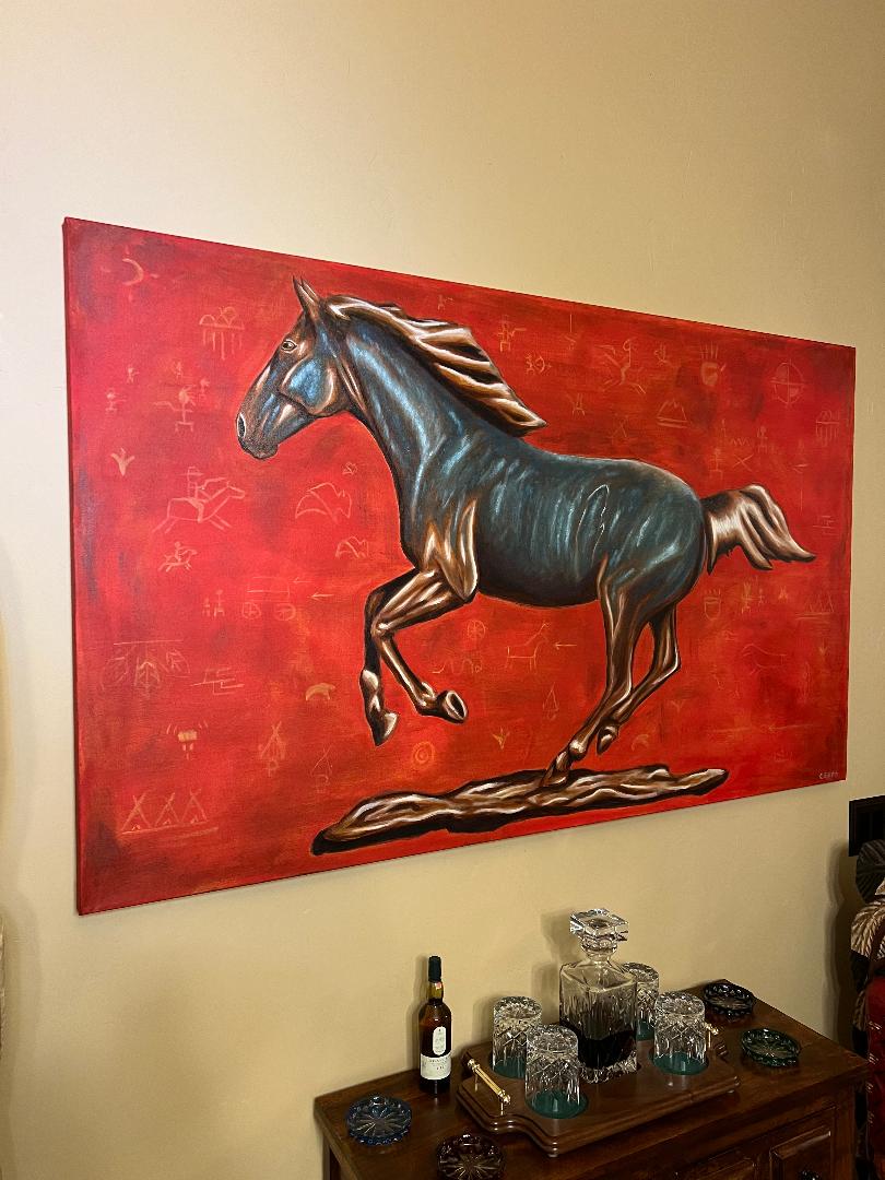 Bronze Horse 36" x 60" Oil on Canvas Painting by Julian Centofante
