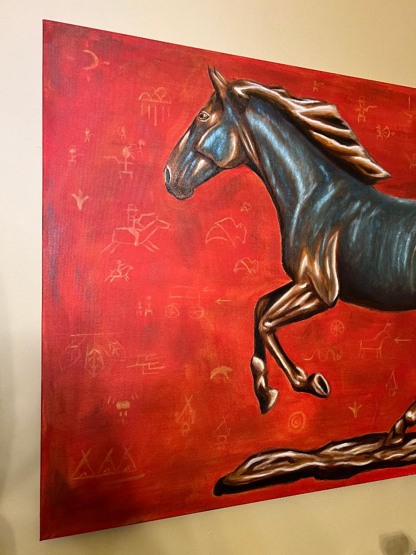 Bronze Horse 36" x 60" Oil on Canvas Painting by Julian Centofante