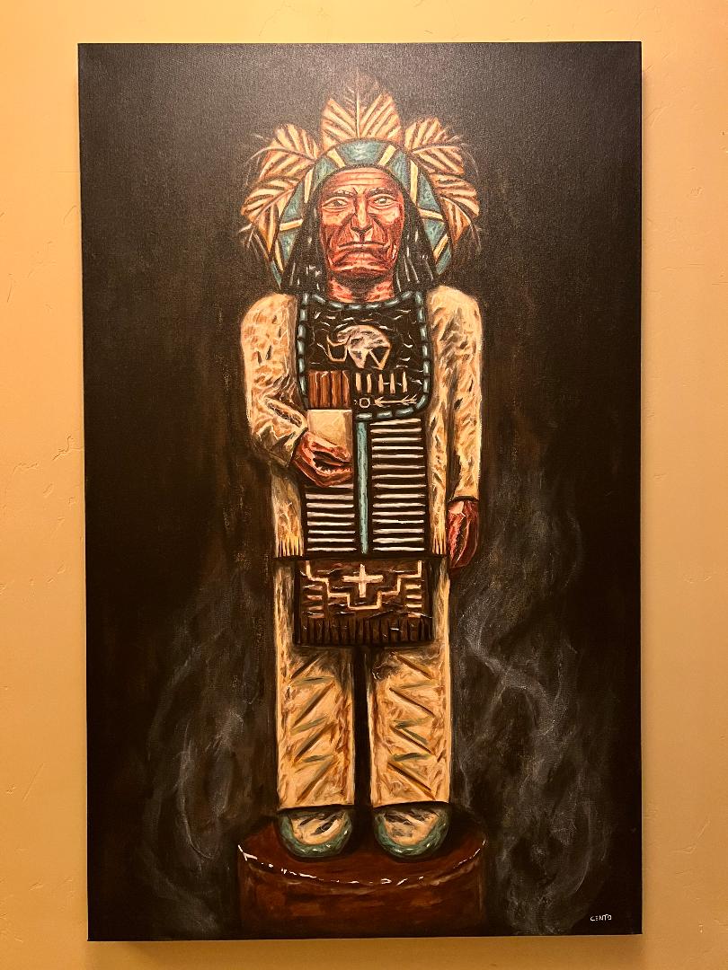 Cigar Store Indians 30" x 48" Native American Oil on Canvas Painting by Julian Centofante