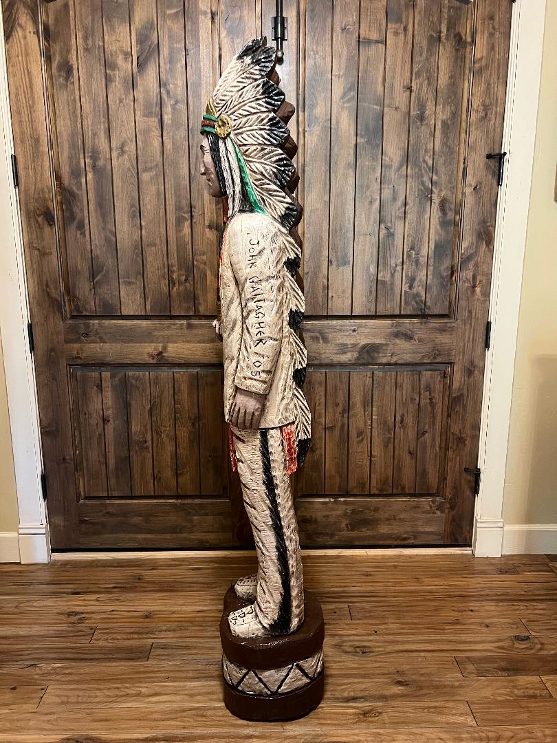 John Gallagher 6 Ft Cigar Store Indian Carved Wooden Statue 2005