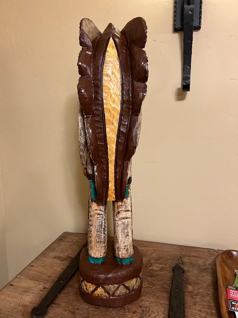 John Gallagher 3 Ft Cigar Store Indian Carved Wooden Statue White Buffalo