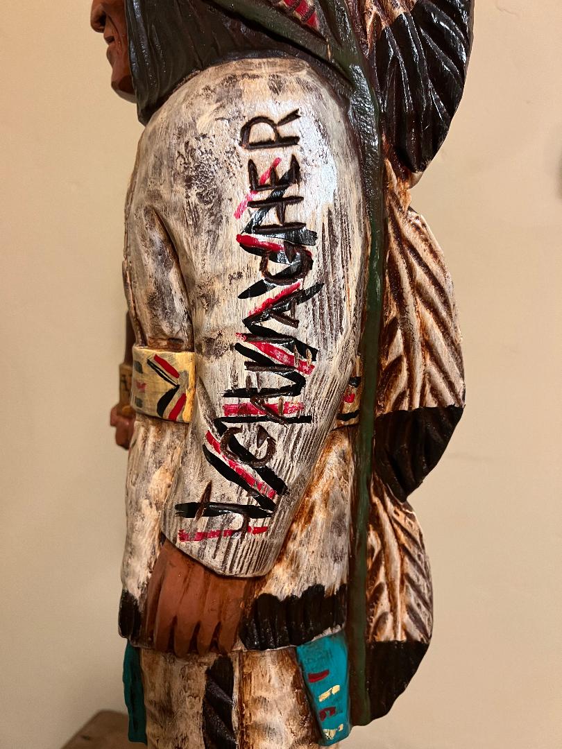 John Gallagher 3 Ft Cigar Store Indian Carved Wooden Statue White Buffalo