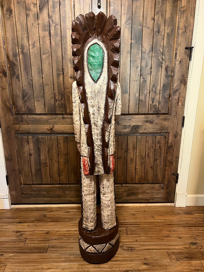 John Gallagher 6 Ft Cigar Store Indian Carved Wooden Statue 2005