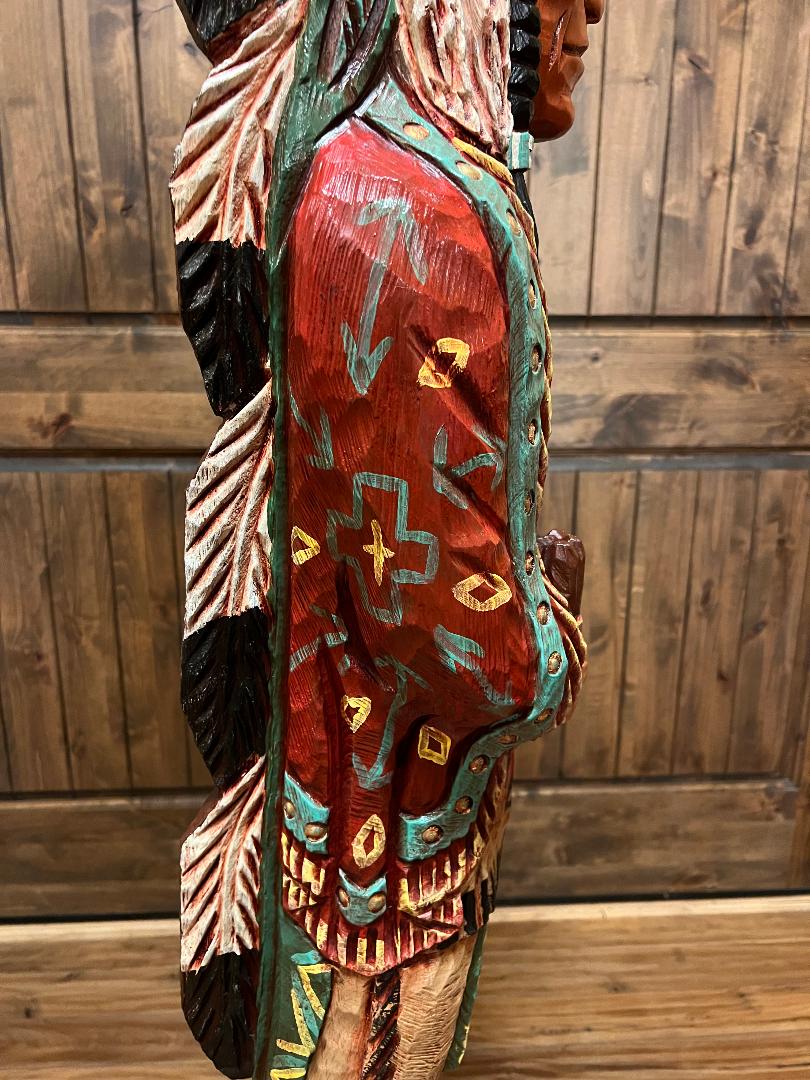 John Gallagher 5 Ft Cigar Store Indian Carved Wooden Statue