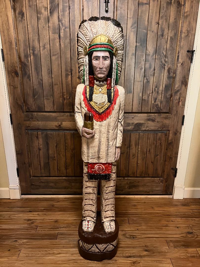 John Gallagher 6 Ft Cigar Store Indian Carved Wooden Statue 2005