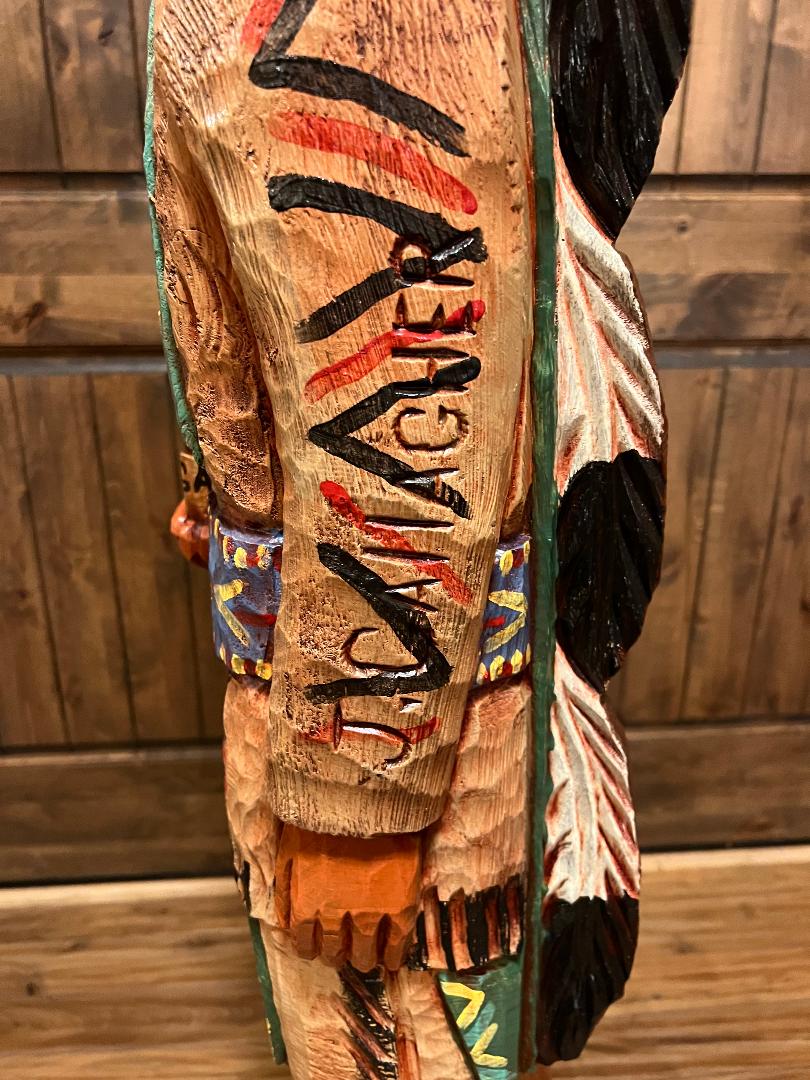 John Gallagher 5 Ft Cigar Store Indian Carved Wooden Statue