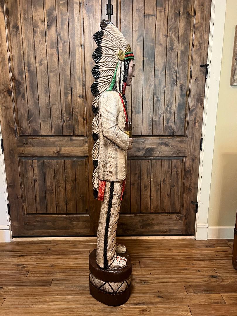 John Gallagher 6 Ft Cigar Store Indian Carved Wooden Statue 2005
