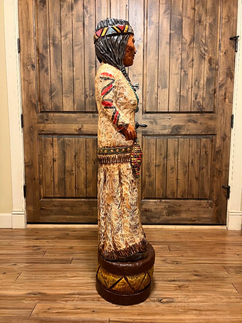 Vintage Ralph Gallagher 56" Indian Corn Maiden Carved Wooden Statue