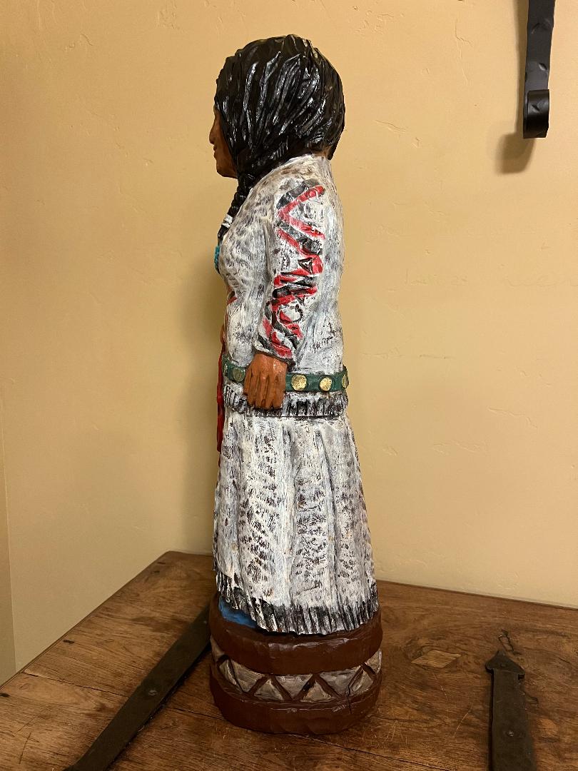 Vintage Ralph Gallagher 30" Indian Maiden carved wood statue