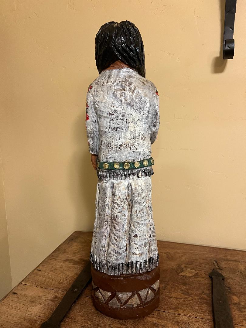 Vintage Ralph Gallagher 30" Indian Maiden carved wood statue
