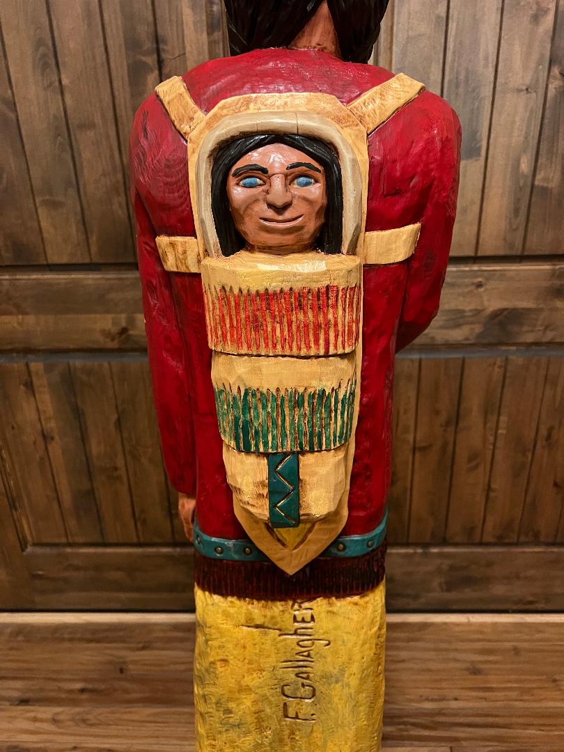 Frank Gallagher 5' 8" Corn Maiden with Papoose Cigar Store Indian