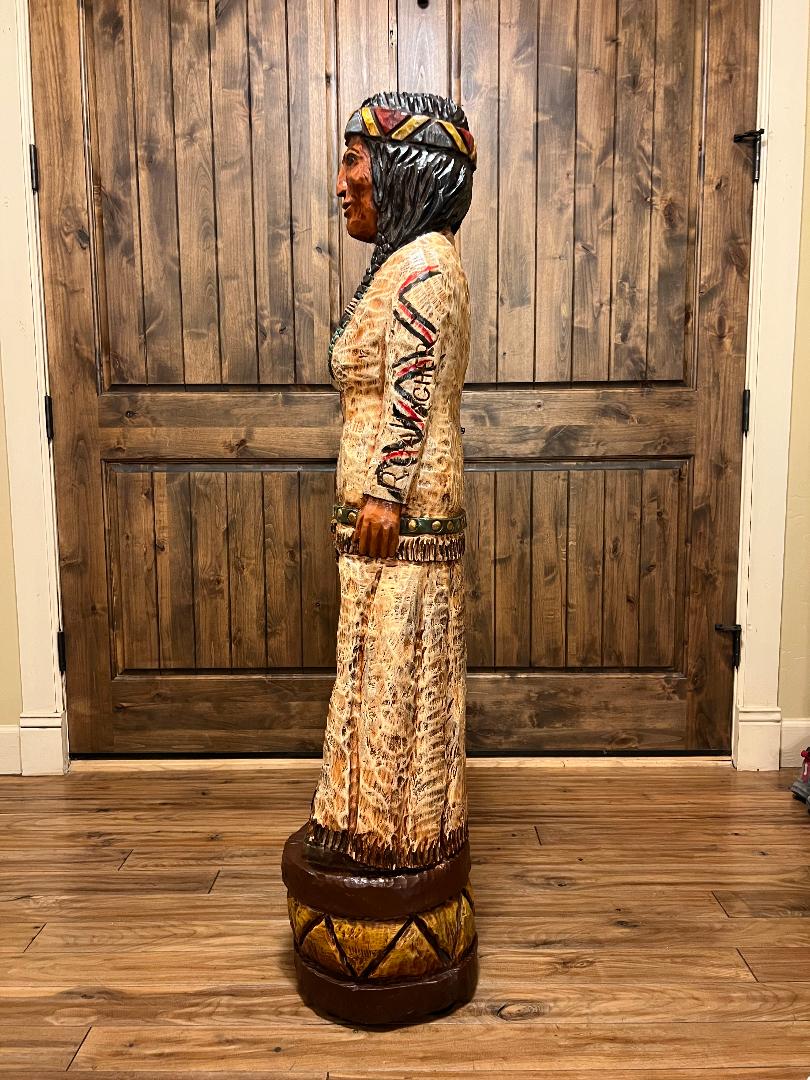 Vintage Ralph Gallagher 56" Indian Corn Maiden Carved Wooden Statue