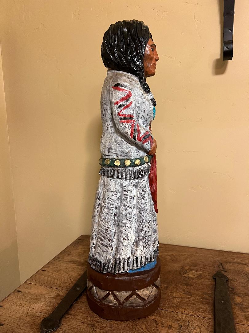 Vintage Ralph Gallagher 30" Indian Maiden carved wood statue