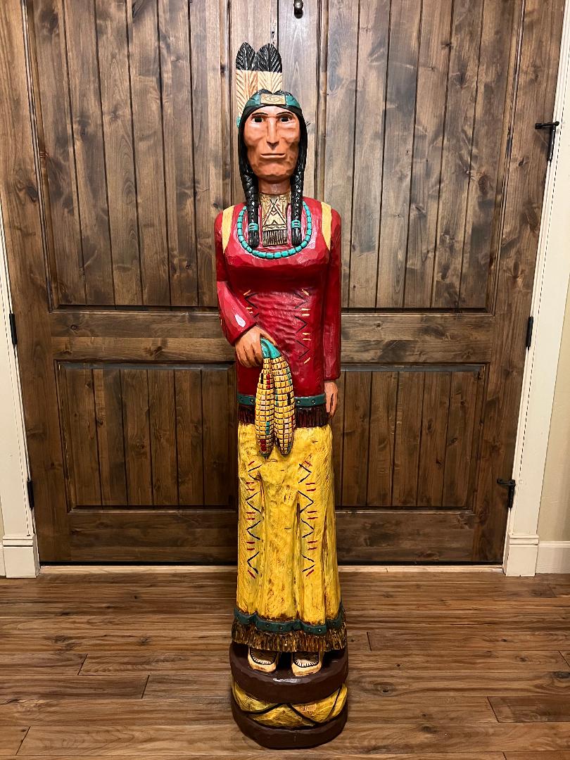 Frank Gallagher 5' 8" Corn Maiden with Papoose Cigar Store Indian
