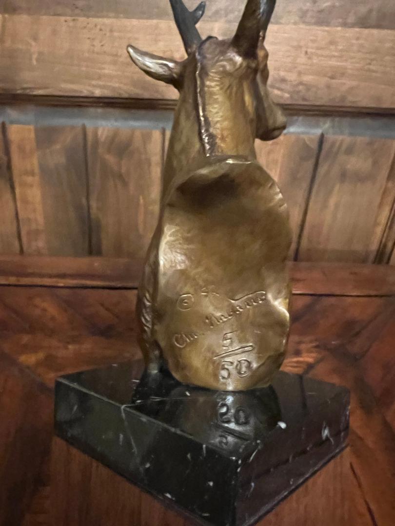 Pronghorn Antelope Bronze Sculpture By Artist Chris Navarro