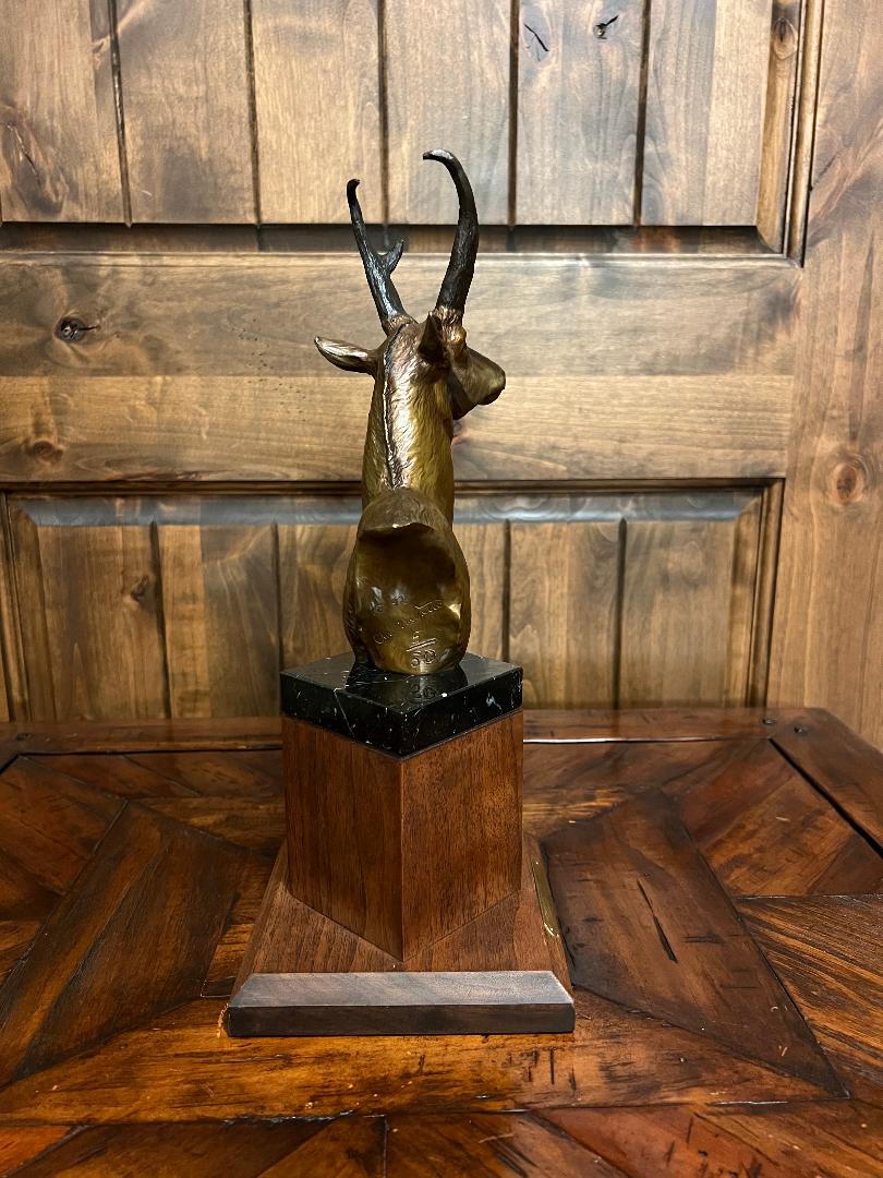 Pronghorn Antelope Bronze Sculpture By Artist Chris Navarro
