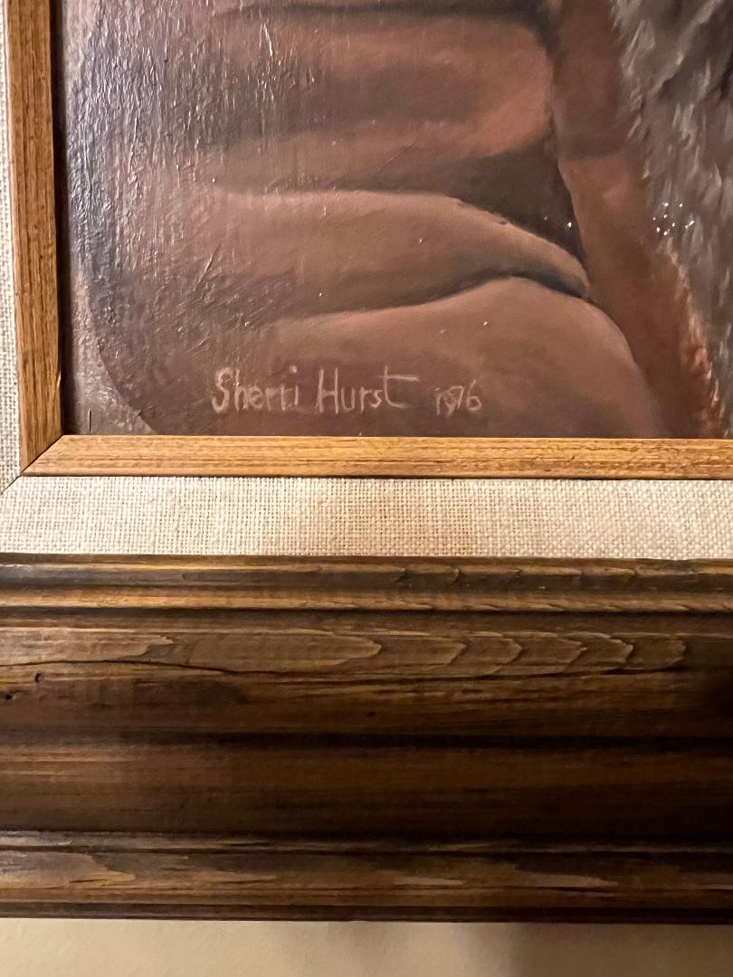 Native American Indian Warrior Oil On Board Picture Painting