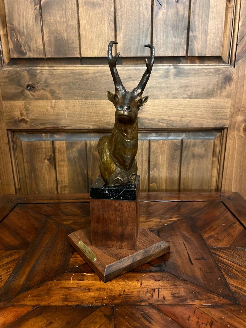 Pronghorn Antelope Bronze Sculpture By Artist Chris Navarro