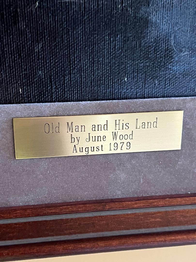 Oil On Canvas Painting by June Wood Native American Old Man and His Land