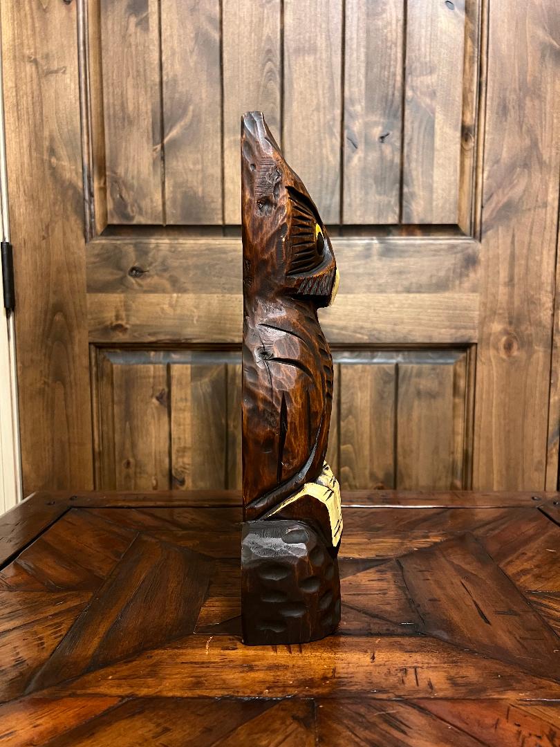 Vintage Ed Boggis  14" OWL CARVING Wooden Statue