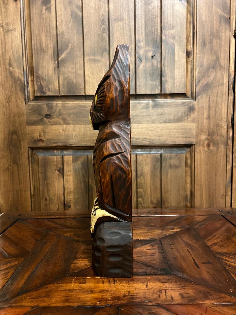 Vintage Ed Boggis  14" OWL CARVING Wooden Statue