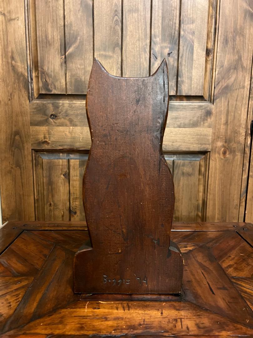 Vintage Ed Boggis  14" OWL CARVING Wooden Statue