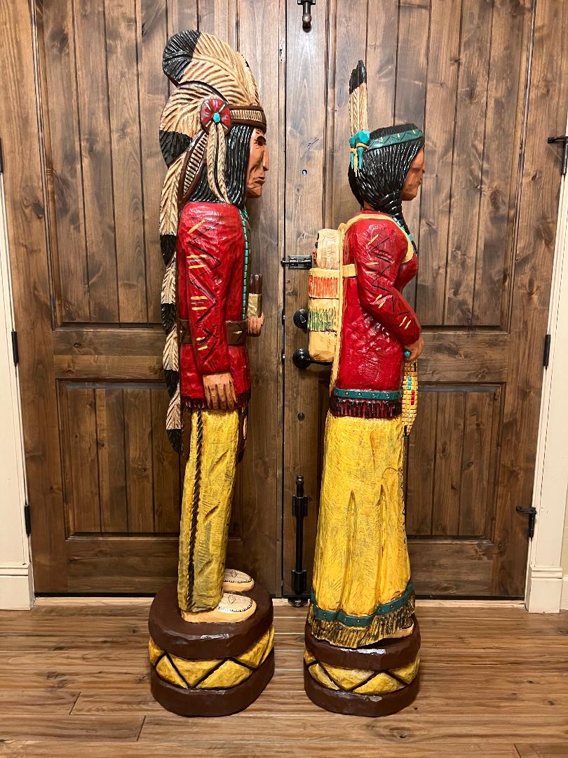 Custom Frank Gallagher Pair Cigar Store Indian and Corn Maiden with Papoose Statue