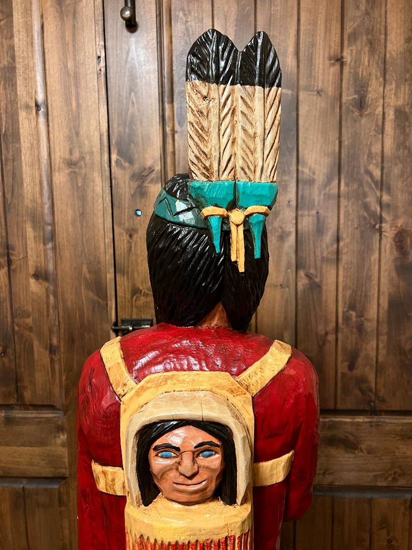 Custom Frank Gallagher Pair Cigar Store Indian and Corn Maiden with Papoose Statue