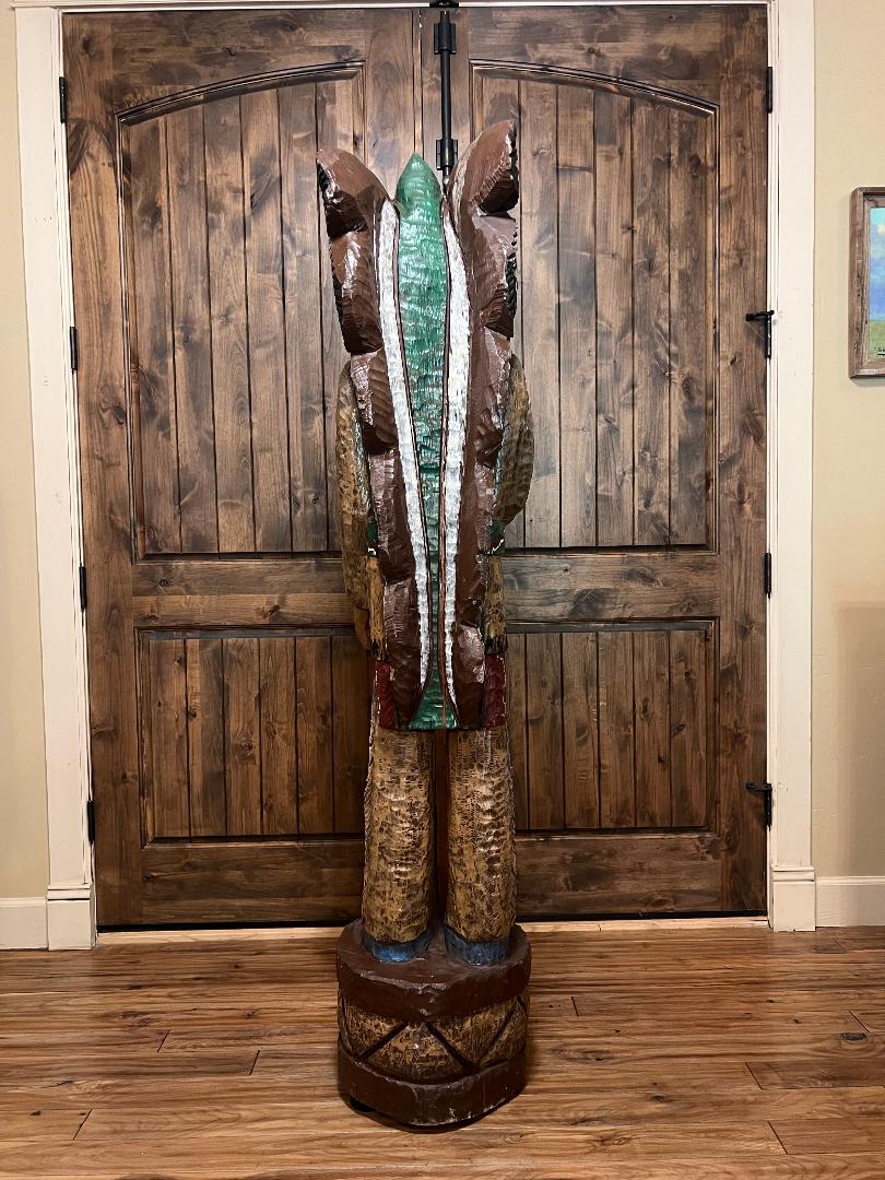 Vintage Ralph Gallagher 6' 1" Cigar Store Indian carved wooden statue