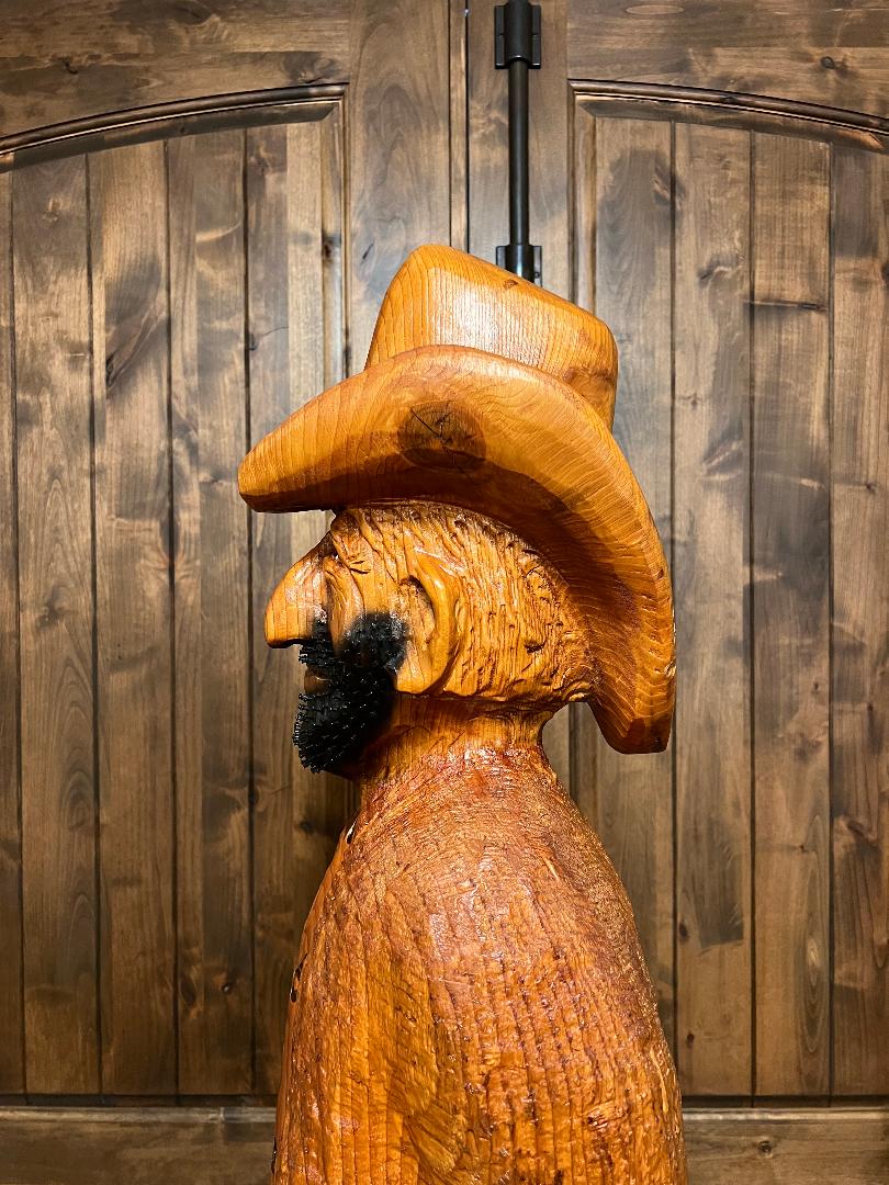 Cowboy Carved Wood Statue 6' 4" by Artist Ray Kawalski Gun Slinger Outlaw