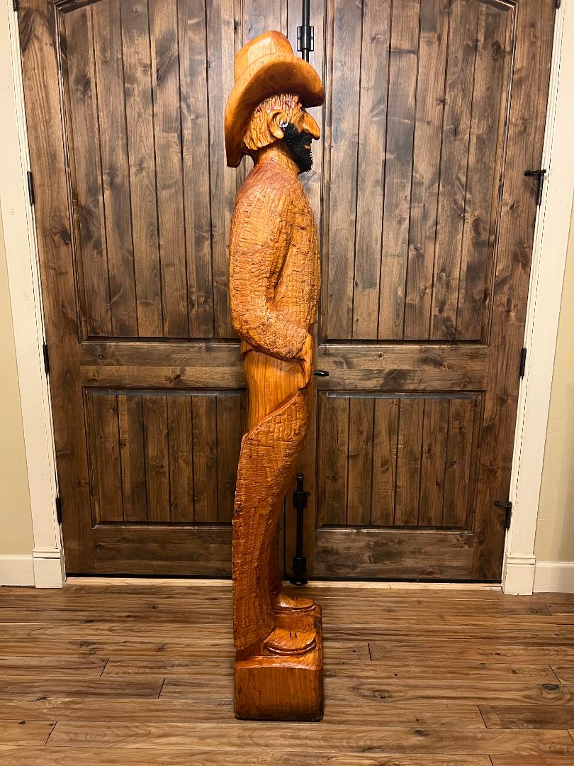 Cowboy Carved Wood Statue 6' 4" by Artist Ray Kawalski Gun Slinger Outlaw