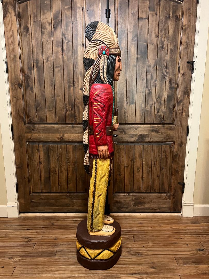 Custom Frank Gallagher 6 Ft Cigar Store Indian Carved Wooden Statue Diamond G Ranch
