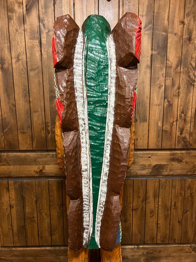 Vintage Ralph Gallagher 6 Ft Cigar Store Indian Carved Wooden Statue Peace Pipe