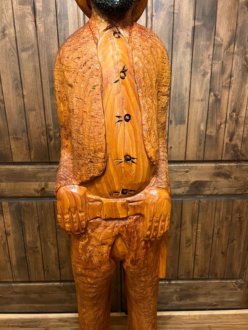 Cowboy Carved Wood Statue 6' 4" by Artist Ray Kawalski Gun Slinger Outlaw
