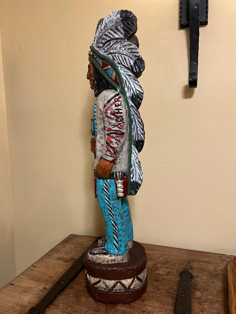 Vintage Ralph Gallagher 3 ft Cigar Store Indian Signature Series Edition Tomahawk
