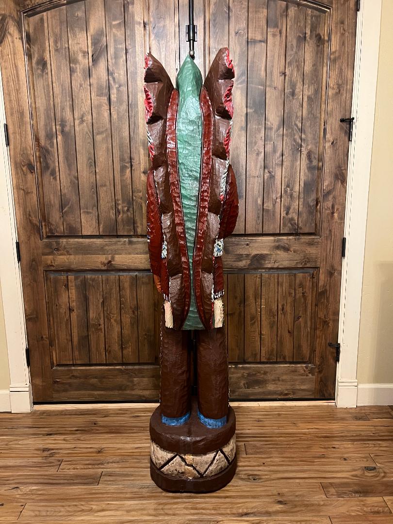 Vintage Ralph Gallagher 6' 2" Cigar Store Indian carved wooden statue