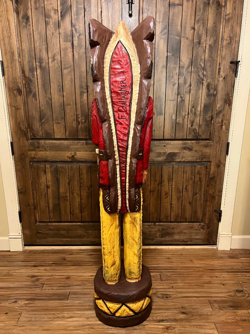 Custom Frank Gallagher 6 Ft Cigar Store Indian Carved Wooden Statue Diamond G Ranch