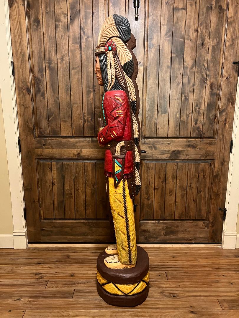 Custom Frank Gallagher 6 Ft Cigar Store Indian Carved Wooden Statue Diamond G Ranch