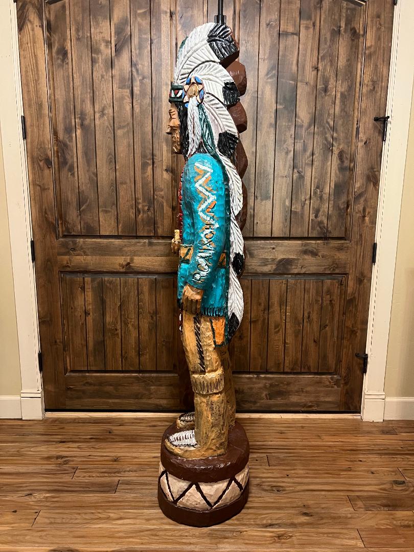 Vintage Ralph Gallagher 6 ft Cigar Store Indian carved wooden statue Thunderbird
