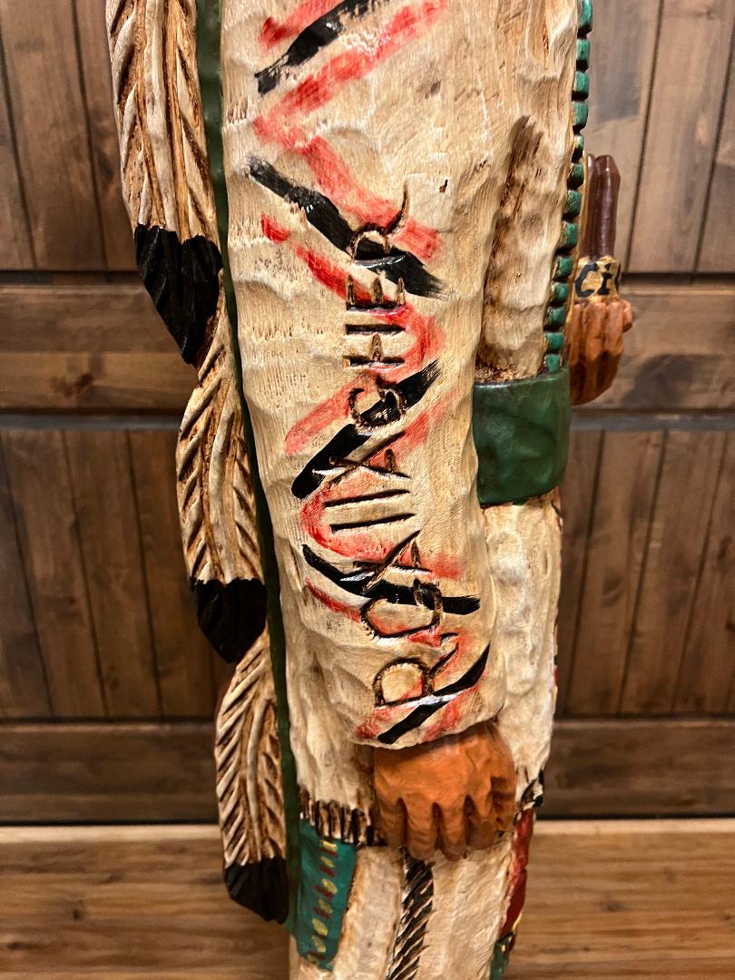 Vintage Ralph Gallagher Signature Series 6 ft Cigar Store Indian carved wooden statue