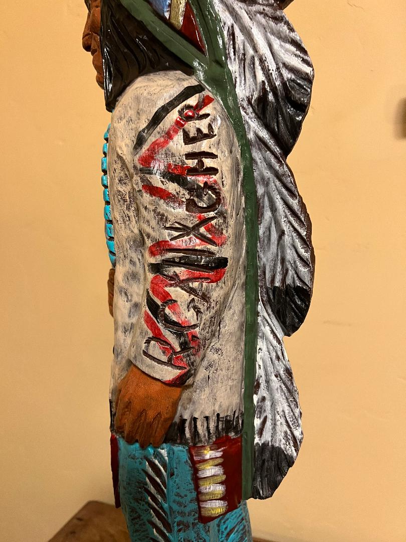 Vintage Ralph Gallagher 3 ft Cigar Store Indian Signature Series Edition Tomahawk