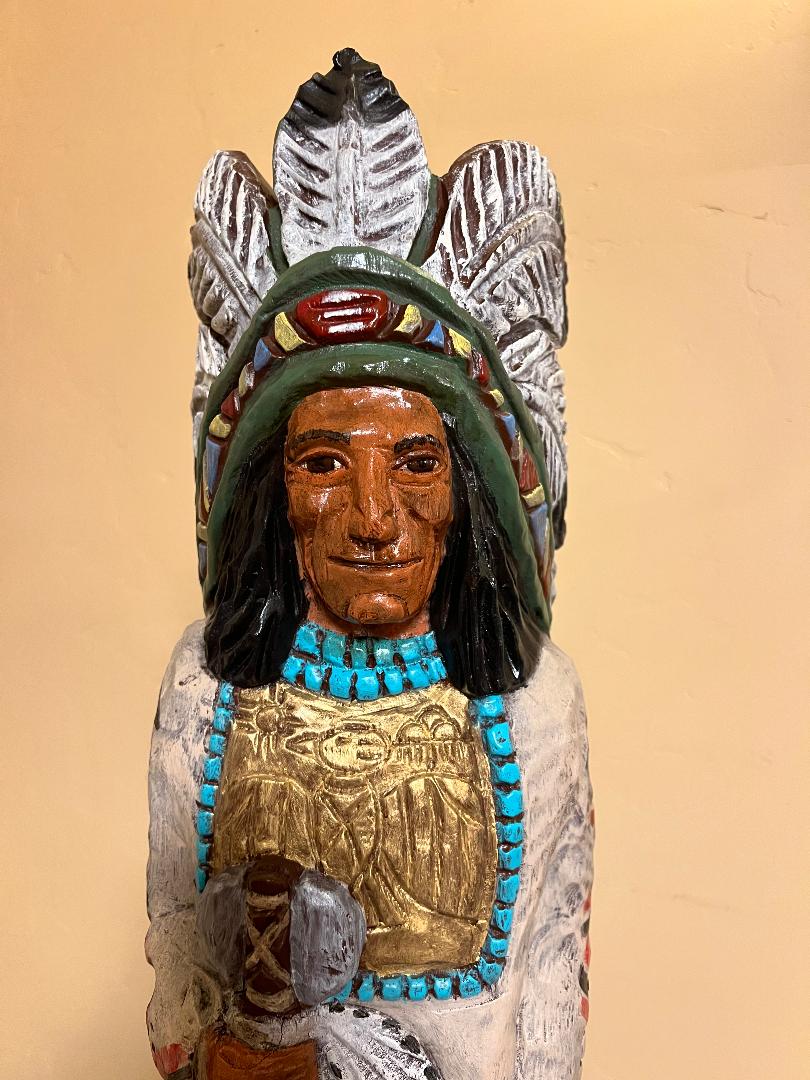 Vintage Ralph Gallagher 3 ft Cigar Store Indian Signature Series Edition Tomahawk