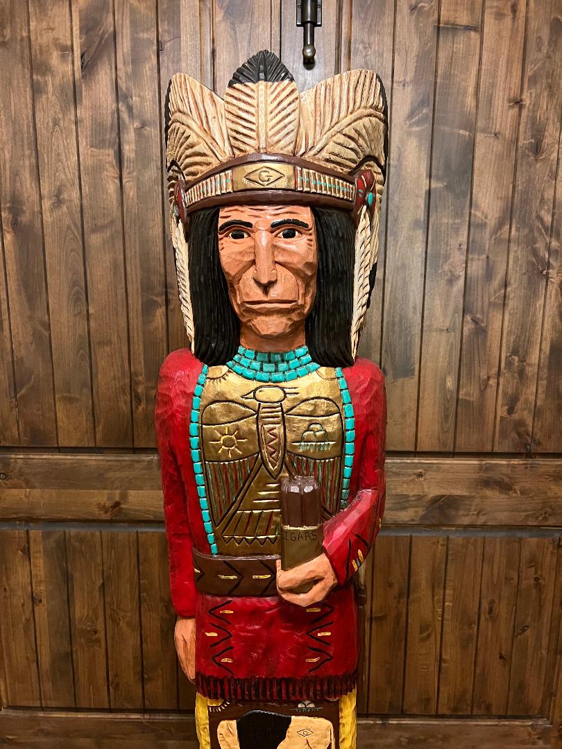 Custom Frank Gallagher 6 Ft Cigar Store Indian Carved Wooden Statue Diamond G Ranch